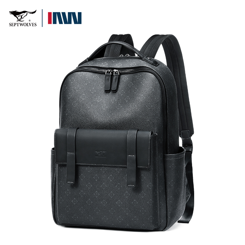 Septwolves Backpack Men's 2026 New Large Capacity Lightweight Travel Bag Computer Commuting Business School Bag Backpack