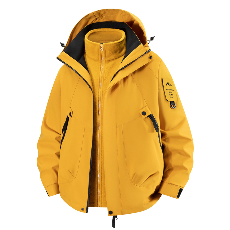 Outdoor Windbreaker for Men and Women, Autumn and Winter Windproof and Waterproof Jacket, Three-In-One Graphene Heating Liner, Removable