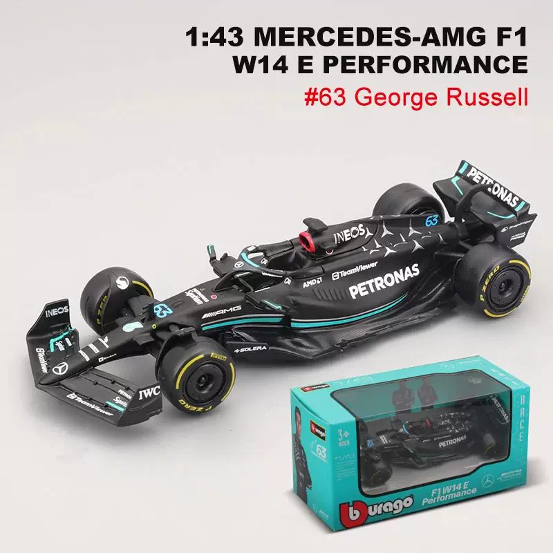 Bburago 1:43 2024 Mercedes-AMG PETRONAS F1 Team W14 Alloy Ca