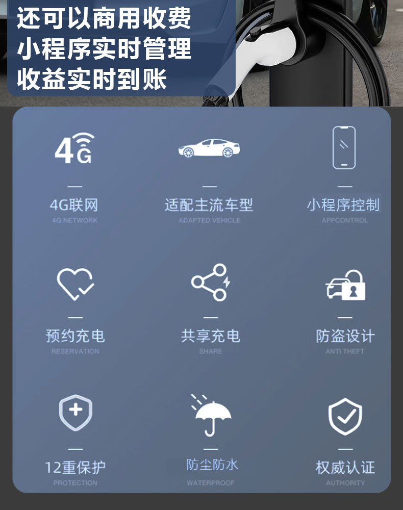 New Energy 7Kw Car Charging Station with Single Gun Charger Compatible with Tesla, Byd, Xiaomi Electric Four-Wheel Vehicles