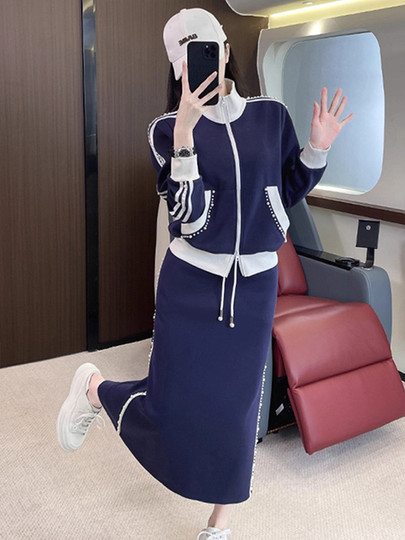 Veste, jupe, costume de sport à la mode printemps et automne, haut, tempérament 2025, style européen décontracté, ensemble deux pièces haut de gamme