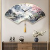 New Chinese-Style Silent Wall Clock for Home Living Room, Quartz Clock for Bedroom, Calendar Clock, Fan-Shaped Creative Clock
