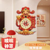 New Style God of Wealth Wall Clock with Glass Cover, New Chinese Style Home Clock, Quartz Clock, Wall Clock, Luminous