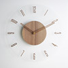 Nordic Solid Wood Wall Clock, Simple Transparent Creative Clock, Wall Clock for Living Room, Home Wall Decoration Clock, Light Luxury Clock