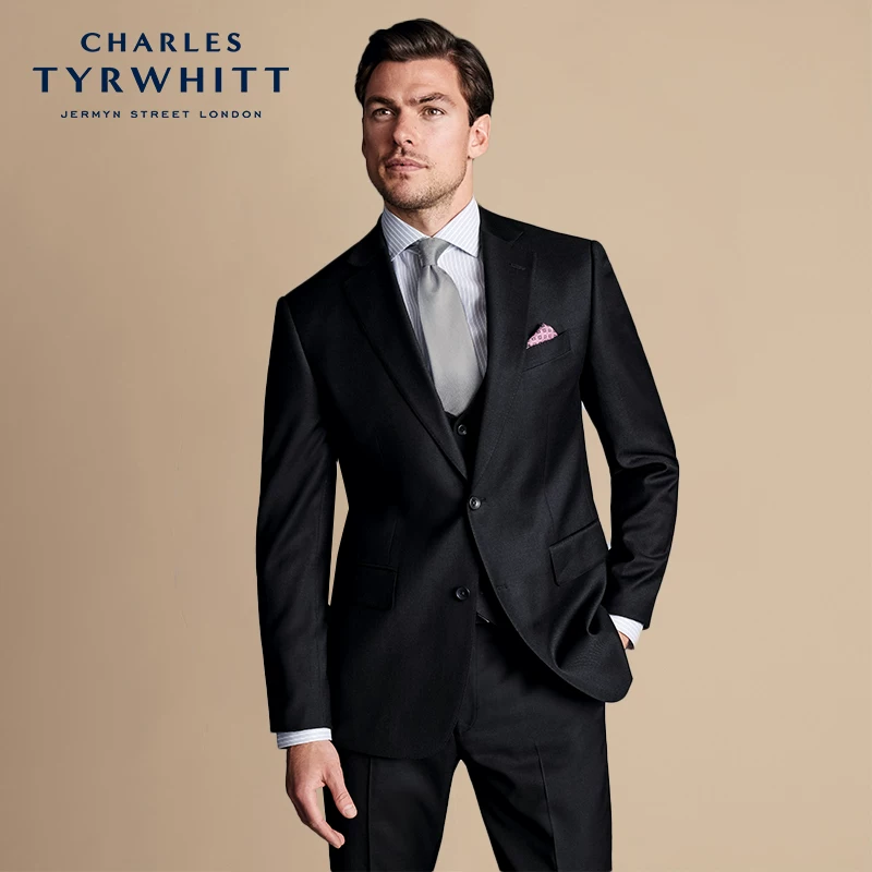 CHARLES TYRWHITT Черный классический костюмный пиджак, приталенный