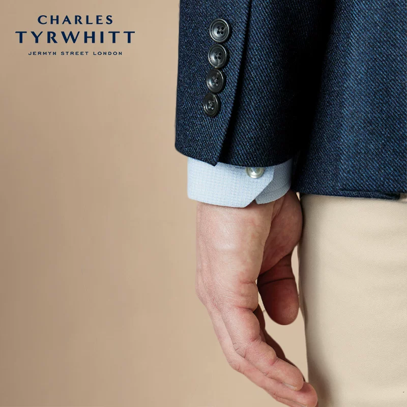 Пальто Charles Tyrwhitt шерстяной элитный завитки, классическая пиджак костюм, облегающий крой