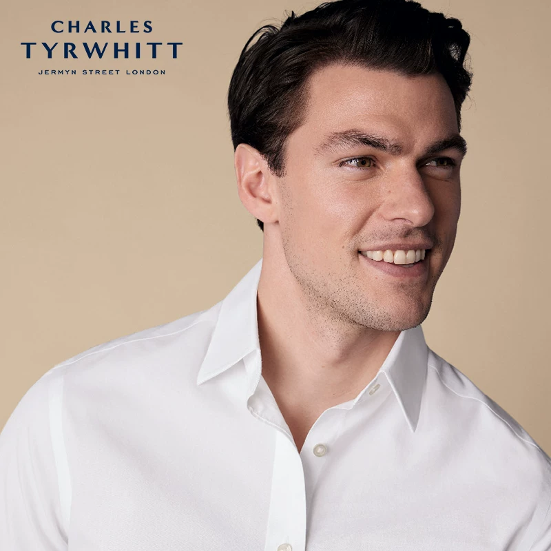ХЛОКОВАЯ РУБАШКА Charles Tyrwhitt мужская, облегающий крой