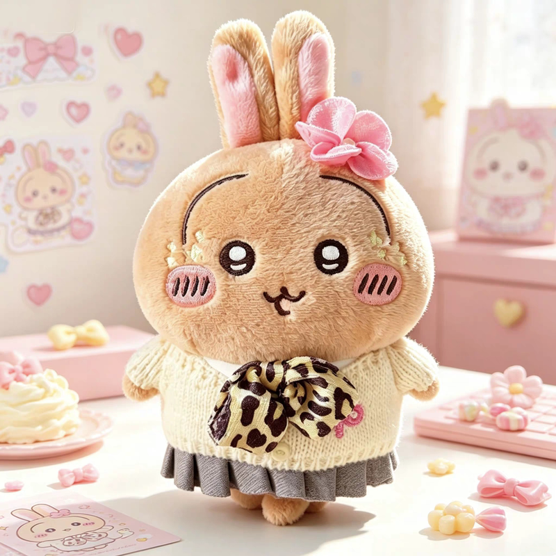 Japanese Chiikawa Black Leather Hot Girl Series Jiyi Xiaoba Usagi Plush Pendant Doll Toy Gift