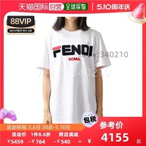 (Qingxin womens shirt printed short-sleeved cotton loose casual comfortable round neck classic