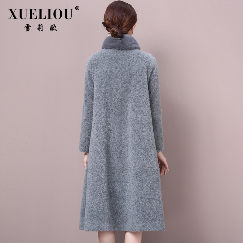 Haining phụ nữ áo khoác cashmere 2019 mùa đông mới rái cá hạt lỏng hạt một mảnh áo lông thú lông trong mô hình dài