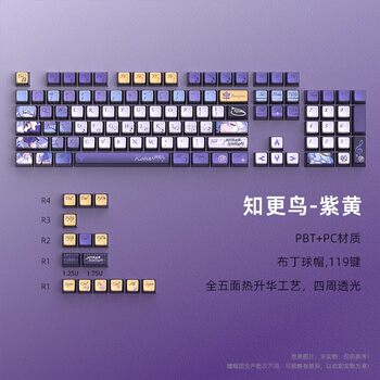 Mist Shadow Robin Purple-Yellow Theme Keycaps Sa Highly Transparent Pbt Dye-Sublimation 119 Small Full Set