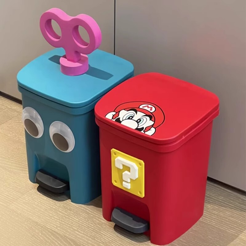 Mario Trash Can for Home Use in the Living Room, 2026 New Model, Large Capacity for Kitchen and Bathroom, Cute and Stylish for Children's Room