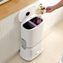 Large-capacity garbage classification trash can Nordic style household kitchen gap trash can with lid narrow toilet paper basket