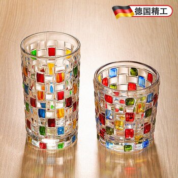 German Colored Glass Cups for Girls, High Aesthetic Value, Instagram-Style Drinking Cups, Office and Home Use Whiskey and Beer Glasses