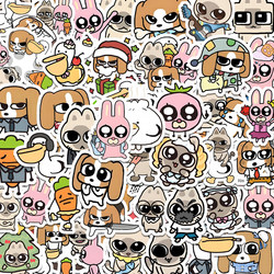 103 Pieces of Big Dog Siamese Puli Stickers, Popular Funny and Creative Decorative Stickers for Journals, Desktops, Waterproof Stickers, DIY