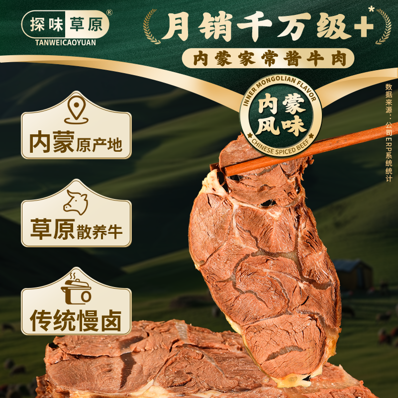 Tianwei Grassland Sauce Beef Inner Mongolia Vacuum Braised Beef Ready-To-Eat Lean Beef Flagship Non-Tendon Beef Gift Box