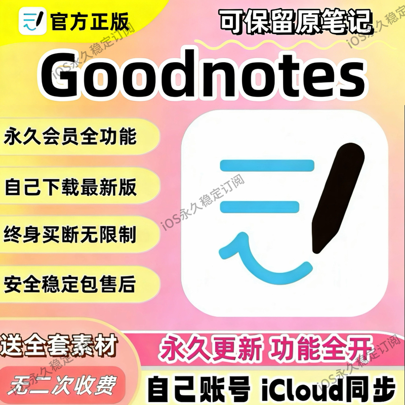 Goodnotes6/7 Permanent Membership for Unlimited Note-Taking, Goodnotes Permanent Subscription Templates and Materials