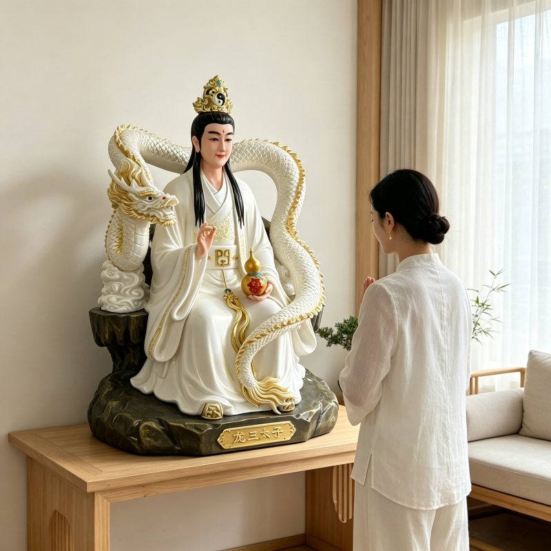 Dragon Prince Aobing Sitting Statue, Little White Dragon Real Figure Statue, East Sea Dragon Prince, Nine Dragon Prince Statue, Huagai Star Lord Ornament