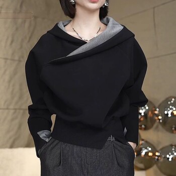 Fashionable and Stylish High-End Versatile Sweatshirt with a Unique Design, 2025 Autumn and Winter New Long-Sleeve Niche Plus-Size Sweatshirt Trend