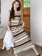 Colorful Stripesd Fat mm Sleeveless Vest Dress Women's Summer Loose Slimming Look Casual French Fringed Long Skirt