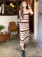 Colorful Stripesd Fat mm Sleeveless Vest Dress Women's Summer Loose Slimming Look Casual French Fringed Long Skirt