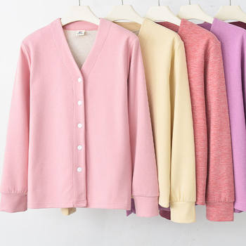 Derong New V-Neck Long-Sleeved Top, Winter Women's Warm Buttoned Loose-Fitting Windproof Cardigan 100kg Jacket