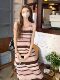 Colorful Stripesd Fat mm Sleeveless Vest Dress Women's Summer Loose Slimming Look Casual French Fringed Long Skirt
