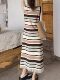 Colorful Stripesd Fat mm Sleeveless Vest Dress Women's Summer Loose Slimming Look Casual French Fringed Long Skirt