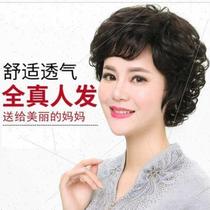 Middle-aged real hair wig female ort hair ort curly hair