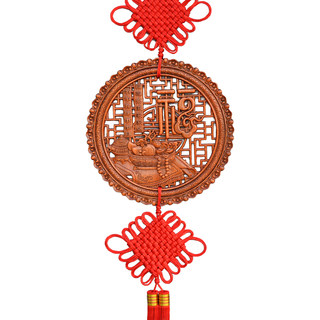 Chinese knot living room large camphor wood round fu character porch decorative painting chinese antique solid wood carving crafts