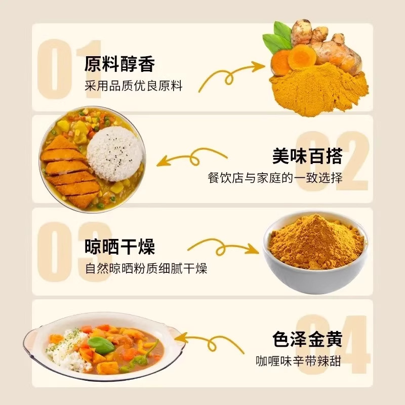 Authentic Curry Powder 500g Thai Indian Style Seasoning for Beef, Chicken, and Rice, Suitable for Home and Commercial Use