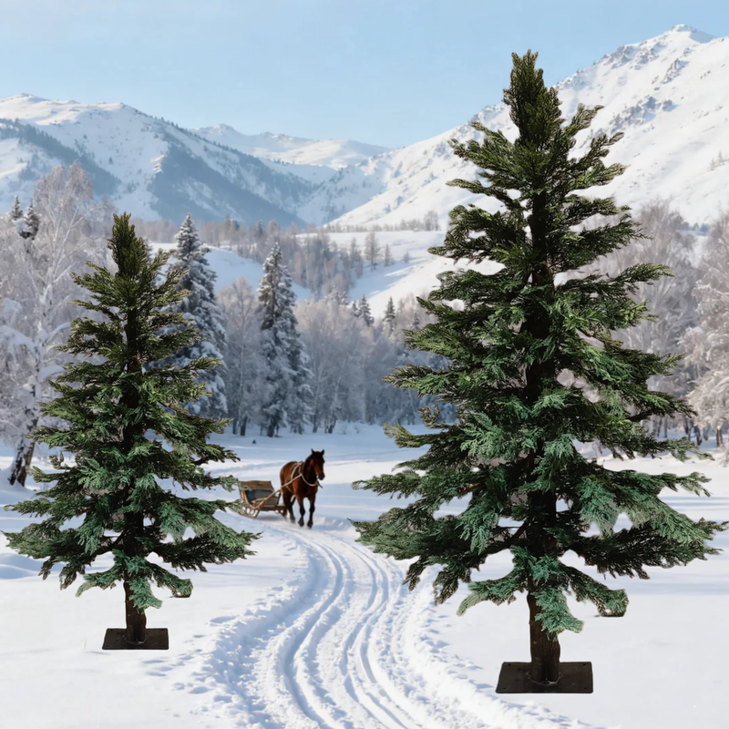 Artificial Cedar Trees, Northeast Pine Trees, Cypress Pine Trees for Scenic Areas, Homestays, Shopping Malls, Winter Snow Scene Decoration, New Year Arrangements, Fake Trees