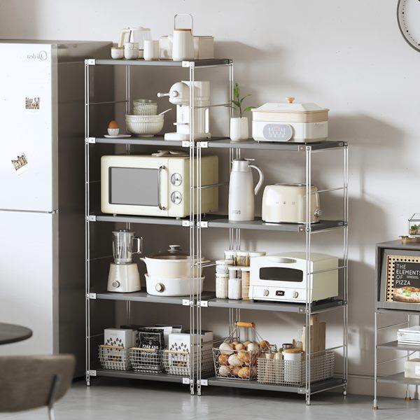 Stainless steel shelves living room storage cabinet storage rack floor-standing household balcony kitchen storage rack multi-layer pot rack rack