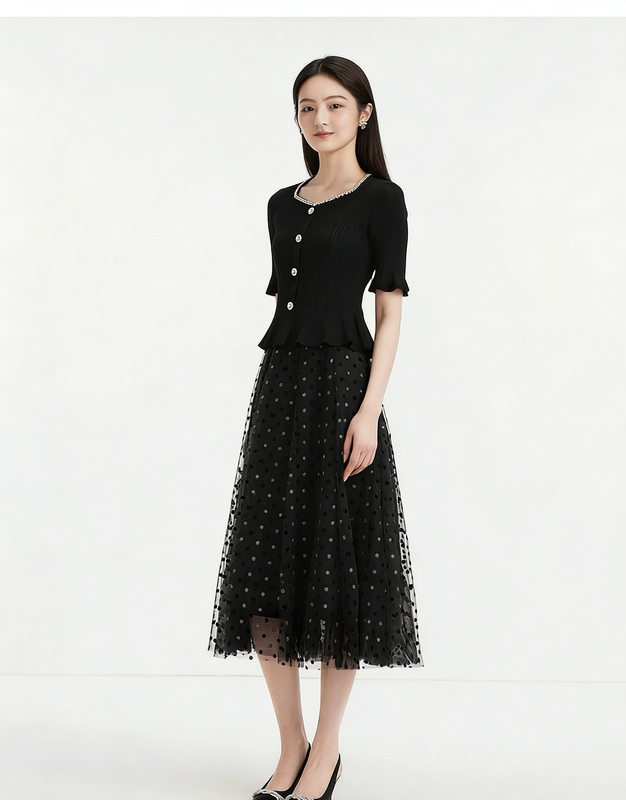 Kejia Genuine Product, Same Style as in the Mall, 2026 Summer and Autumn New Elegant and Stylish Two-Piece Dress, Little Black Dress Kejia Genuine Product, Same Style as in the Mall, 2026 Summer and Autumn New Elegant and Stylish Two-Piece Dress, Little Black Dress