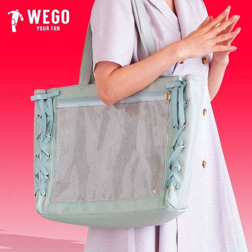WEGO Ribbon Pain Bag Повседневная сумка для девочек размера L 𫔮Двумерная сумка большой вместимости для поездок на работу Bajisihuang