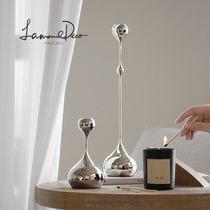 LD Nordic style light luxury silver metal candlestick ornaments home dining table romantic wedding decoration home living room ornaments