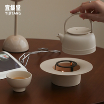 Yijitang INS Chinese antique style candle heating base ceramic high-end teapot warm tea stove Chinese candlestick ornaments