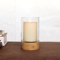 New wooden support glass candlestick Nordic country retro candle cup hotel restaurant B&B Christmas candlestick candle