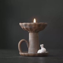Panpan｜Tea Space Old Rock Clay Candlestick Atmosphere Candle Base Literary Aromatherapy Candle Holder Tea Ceremony Accessories
