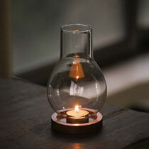 Zen candle pedestal windproof glass lampshade Chinese retro style household aromatherapy wax lamp tea room decoration ornaments