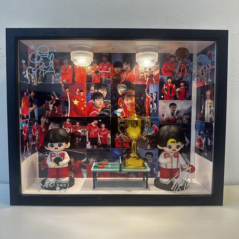 [Finished Product] Wang Chuqin and Sun Yingsha Miniature Scene DIY House, Sha Head House Diy, Chinese Table Tennis Team Commemorative Gift