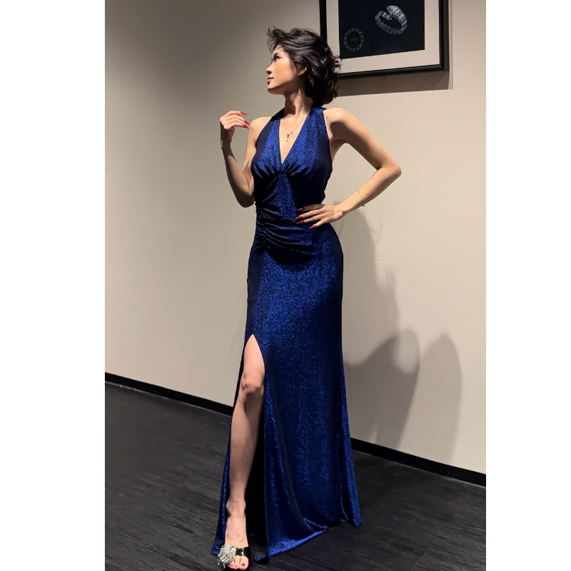 Suerita F8/F028/1014【Blue Enchantress】Fine Shimmer Halter Neck Dress, High-End Formal Long Dress Suerita F8/F028/1014【Blue Enchantress】Fine Shimmer Halter Neck Dress, High-End Formal Long Dress
