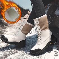 2024 winter new style thickened velvet Northeastern outdoor snow boots for women leather waterproof anti-slip warm large cotton shoes