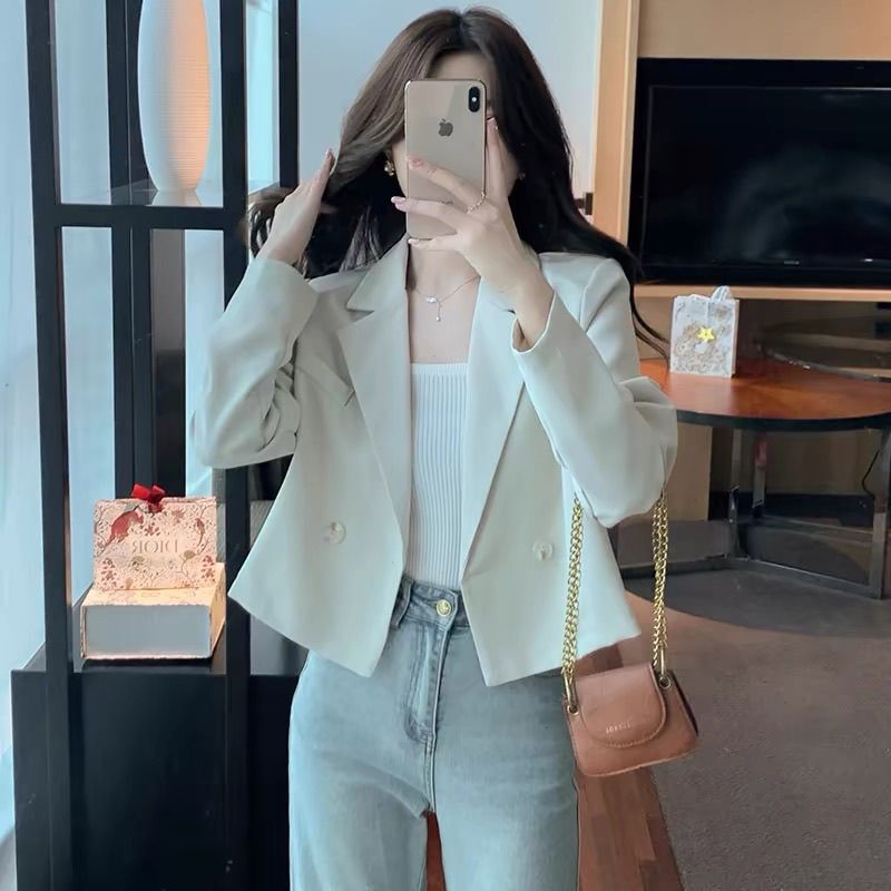 Tweed Style Short Suit Jacket for Women Spring 2025 New Style Small Suit High Waist Elegant Long-Sleeved Top