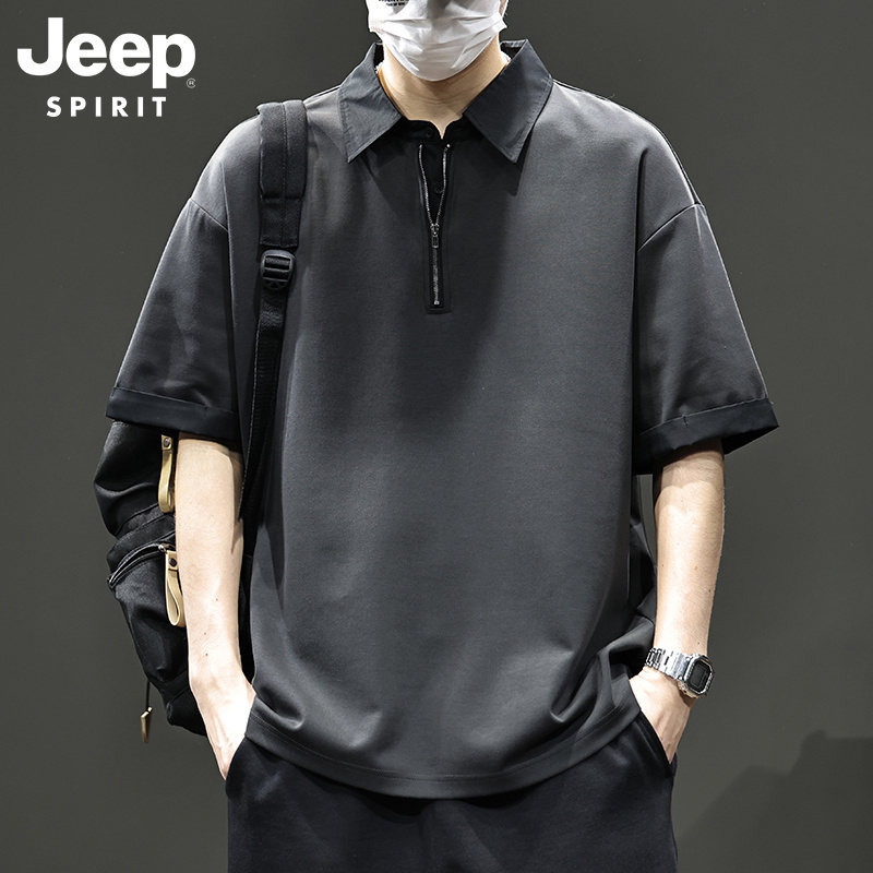 Jeep American-Style Half-Zip Polo Shirt for Men, Summer Short-Sleeve 2026 New Model, Turn-Down Collar Modal Antibacterial T-Shirt for Men Jeep American-Style Half-Zip Polo Shirt for Men, Summer Short-Sleeve 2026 New Model, Turn-Down Collar Modal Antibacterial T-Shirt for Men