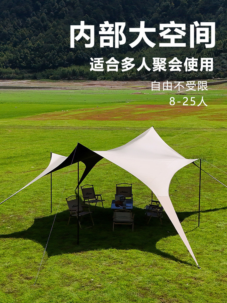 Sunshine Tribe Wind-Free Rope-Free Black Plastic Canopy Tent for Outdoor Camping, No Setup Required, Sun Protection, Sunshade, Rainproof Fabric