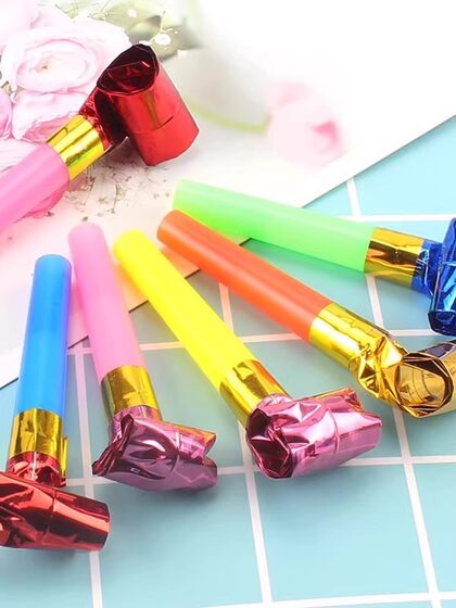 会叫的金丝口哨气球大小儿童卡通玩具吹龙吹吹卷生日派对哨子喇叭