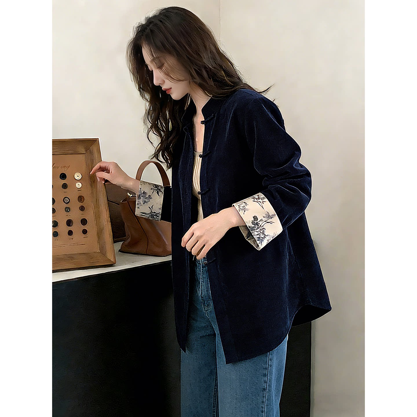 ✨ Autumn essential! navy blue, modern chinese-style jacket – a