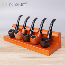 Solid wood pipe rack L-shaped conjoined vertical 5-position pipe display rack pipe special accessories five-position pipe seat accessories
