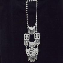Sichuan Liangshan Yi Nationality New Imitation Silver Long Breast Pendant Necklace Guizhou National Costume Womens Miao Silver Chest Pendant